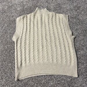 cupcakes & cashmere Cable Knit Turtleneck Sweater Vest - Cream
